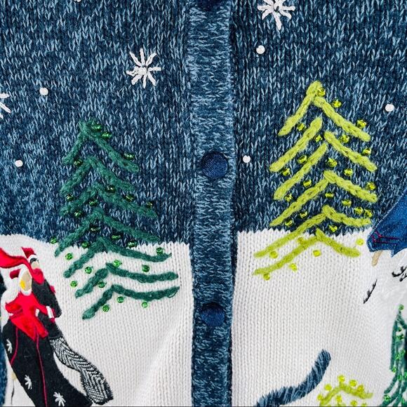 Reference Point winter scene cardigan snow ice skating skaters - Picture 3 of 13